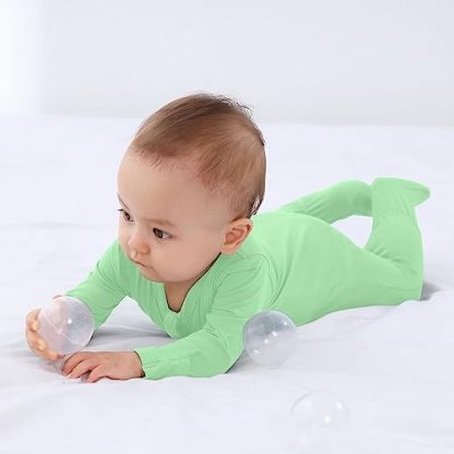 Comfortable Baby Boy Footed Pajamas with Mittens and 2-Way Zipper - Image 3