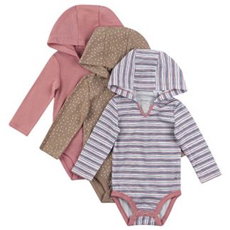 Versatile Long-Sleeve Baby Bodysuits with Hood, 3-Pack