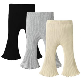 Chic Baby Girl Ribbed Flare Pants - 3 Pack