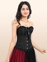 Captivating Black Corset Top with Steampunk Charm - Image 3
