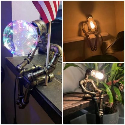 Industrial Chic Robot Desk Lamp with Edison Bulbs - Image 4