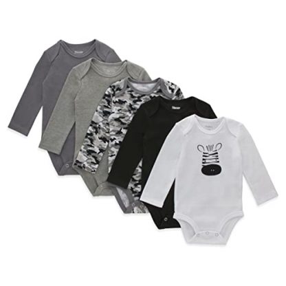Versatile Long Sleeve Baby Bodysuits, 5-Pack