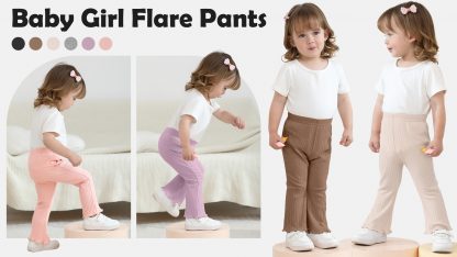 Charming Toddler Flare Pants - 4 Pack Cotton Ribbed Bell Bottoms - Image 7