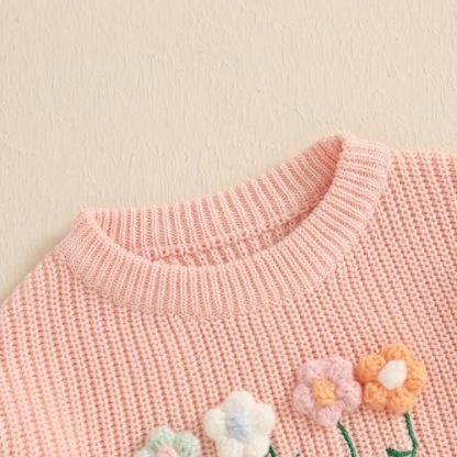 Cozy Crewneck Pullover Sweater for Little Girls - Image 5