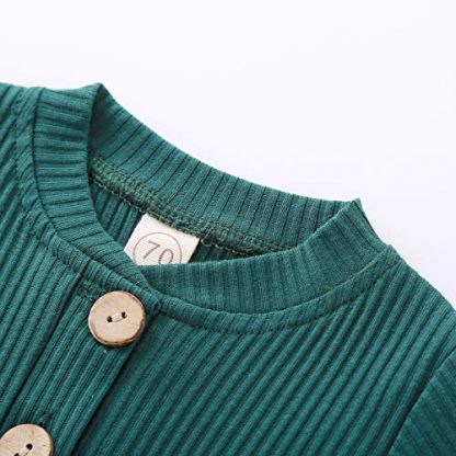 Chic Ribbed Cotton Outfit for Newborns - Romper and Pants Set - Image 4