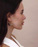 Lightweight Gold Hammered Statement Drop Earrings for Women - Image 7