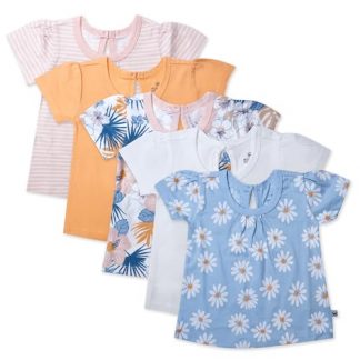 Eco-Friendly Puff Sleeve T-Shirts for Babies and Toddlers, Pack of 5