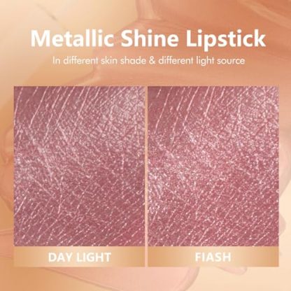 Lustrous Pink Metallic Lipstick - Long Lasting, No Smudge, No Transfer - Image 6