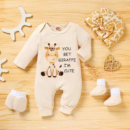 Adorable Newborn Baby Girl 4-Piece Outfit Set with Letter Print - Image 3