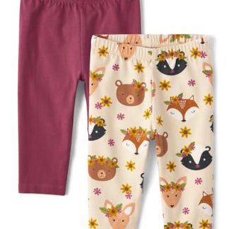Adorable Baby Girls' Harvest Print Knit Pants, 2-Pack