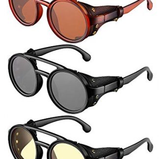 Trio of Vintage-Inspired Round Steampunk Sunglasses for Men and Women