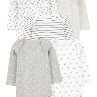 Unisex 5-Pack Long Sleeve Bodysuit Set for Babies