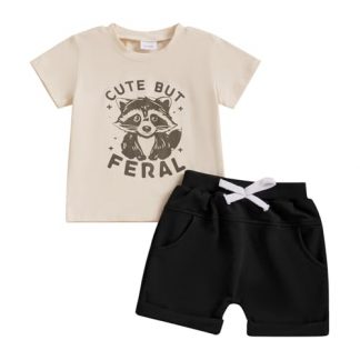 Adorable Summer Ensemble for Baby Boys with Letter Print Shirt and Stretch Shorts
