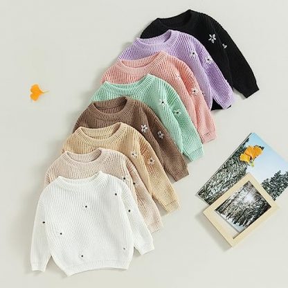 Petite Petal-Embroidered Crewneck Pullover for Infants - Image 2