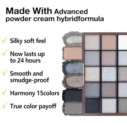 Smokey Black & Silver Eye Shadow Palette - Vegan and Cruelty-Free - Image 5