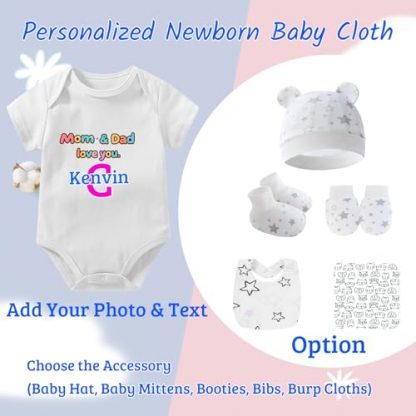 Personalized Newborn Essentials Bodysuit Set - Image 2