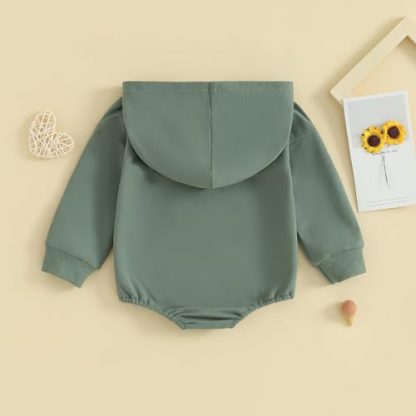 Cozy Hooded Romper for Newborn Babies in Solid Color - Image 4