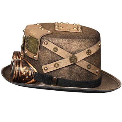 Unisex Steampunk Top Hat with Removable Goggle and Gear Detailing - Image 5