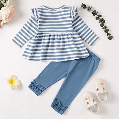 Charming Toddler Girl's Winter Ensemble with Ruffled Shirt and Pants - Image 3