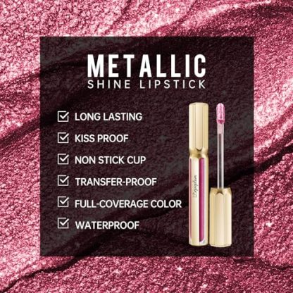 Burgundy Metallic Lipstick - Long Lasting, Non-Stick, and Shimmery - Image 4