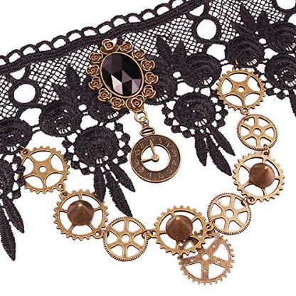 Vintage Gothic Handmade Lace Choker with Rhinestones - Image 2