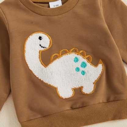 Adorable Toddler Boy's Dinosaur/Bear Print Sweatshirt and Pants Set - Image 4
