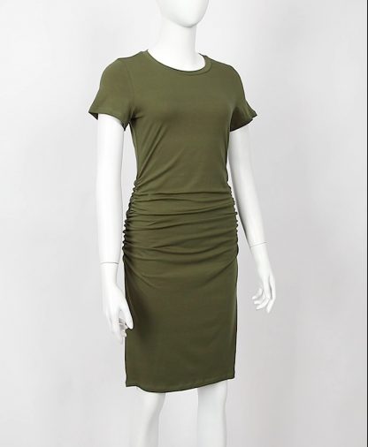 Chic Ruched Midi Bodycon Sundress with Short Sleeves - Image 7