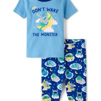 Cozy 2-Piece Cotton Pajama Set for Kids with Monster Print