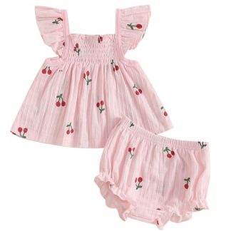 "Summer Sweetness" Baby Girl's Ruffle Dress and Shorts Outfit Set