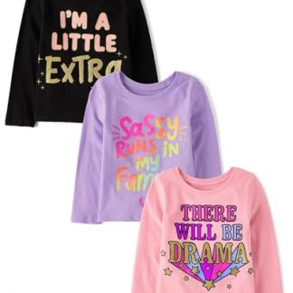 Toddler's Trio of Enchanting Long Sleeve Graphic T-Shirts