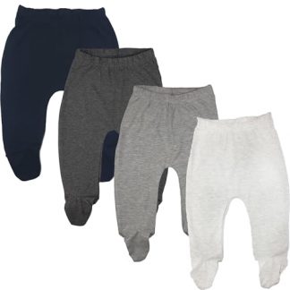 Cozy Bear Cotton-Spandex Baby Pants with Feet