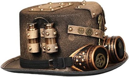 Unisex Steampunk Top Hat with Removable Goggle and Gear Detailing - Image 4