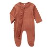 Ruffle Zipper Footie Orange-red