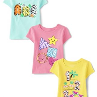 Adorable Learning-Themed Graphic Tees for Toddlers and Baby Girls, Pack of 3
