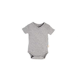 Organic Cotton Short Sleeve V-Neck Bodysuit in Midnight