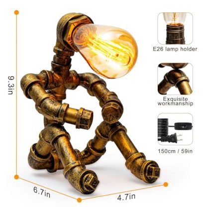 Vintage Industrial Steampunk Robot Table Lamp - Image 2