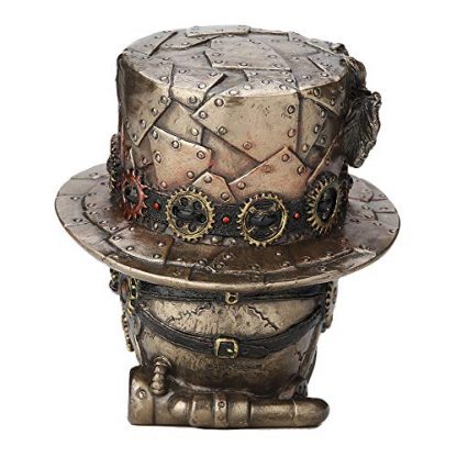 Antique Bronze Steampunk Skull with Top Hat Tabletop Figurine - Image 5