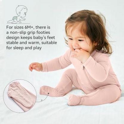 Soft Bamboo Rayon Baby Pajamas with Non-Slip Onesie Sleeper - Image 2