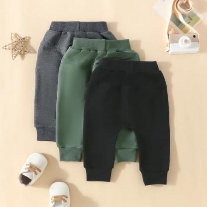 Trio Set of Cozy Pull-On Jogger Pants for Baby Boys - Image 2