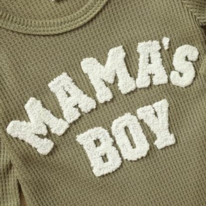 Delightful Newborn Baby Boy 3-Piece Outfit Set with Printed Romper, Hat, and Gloves - Image 5