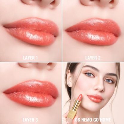 Coral Pink Metallic Lipstick - Lightweight, Hydrating, and Vegan-Friendly - Image 5
