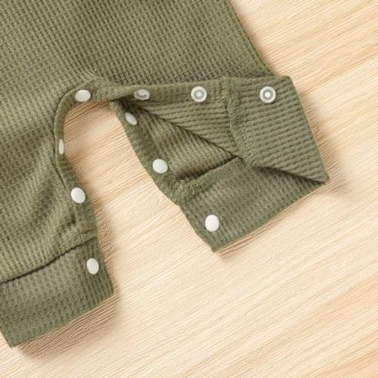 Delightful Newborn Baby Boy 3-Piece Outfit Set with Printed Romper, Hat, and Gloves - Image 6
