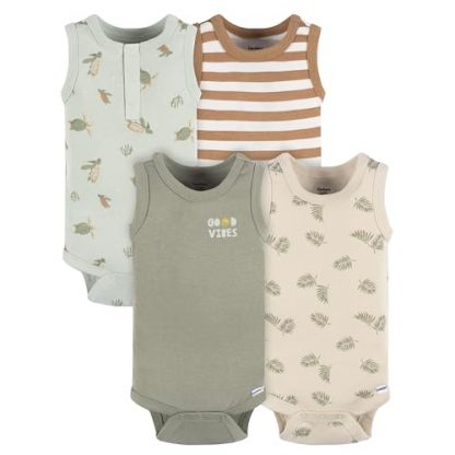 Baby Boys' Tropical Sea Turtles Sleeveless Onesies Multi-Pack