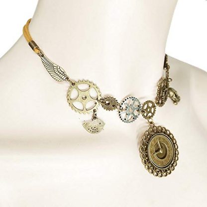 Steampunk-Inspired Gear Pendant Necklace and Earring Set - Image 5