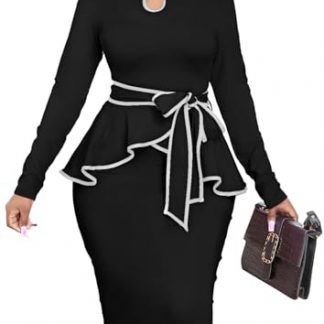 Elegant Vintage-Inspired Peplum Pencil Dress for Women