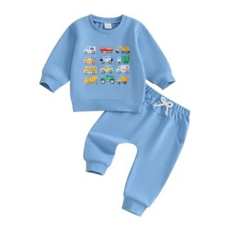 Cozy Winter Ensemble for Toddler Boys - Vehicle Themed Sweatshirt and Joggers Set