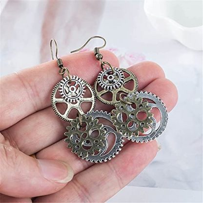 Vintage-Inspired Steampunk Gear Dangle Earrings - Image 7