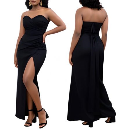 Elegant Off-Shoulder Evening Gown with High Slit - Image 4