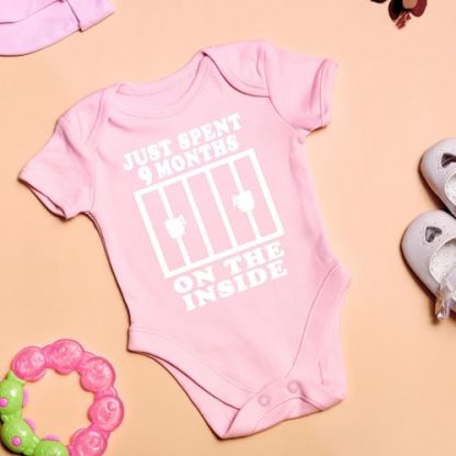 "9 Months On The Inside" Humorous Baby Bodysuit - Image 7