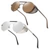 A12 2pcs Brown Frame Brown Lens + Silver Frame Silver Lens (Both Non Polarized)